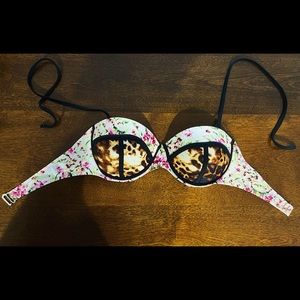 Cheetah Print/Floral Print Bikini Top